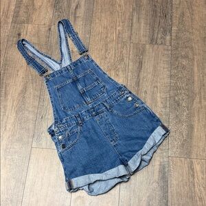 We The Free Ziggy Faded Medium Blue Denim Shortalls Overalls